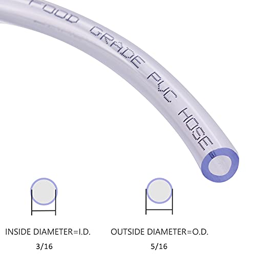 DERNORD PVC Tubing 3/16"ID X 5/16"OD Flexible Clear Vinyl Hose 10 Feet for Food Grade - size: 10 Feet, style: 3/16"ID X 5/16"OD