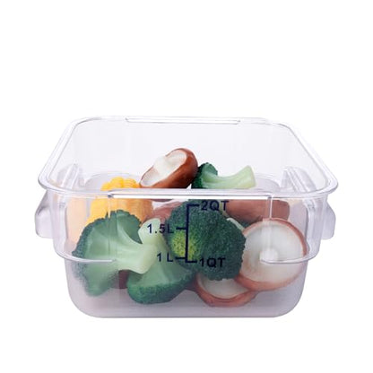 2 Pack RED Square Food Storage Container With Lid,Commercial Storage Box With Scale & Handle,Cake Making,Dough Marinating Meat,Kitchen Supplies (4 Quart) - size: 4 Quart-RED LID & MEASURING LINE