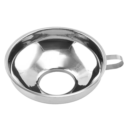 Metal Wide Mouth Funnel Regular Mouth Jar Funnel with Handle Stainless Steel Silver Large Liquid Bottle Filling Solid Smooth Hopper for Canning Jar Filling Bottle Liquid Kitchen Use - size: 6.77x5.91 inch(17.2x15cm)