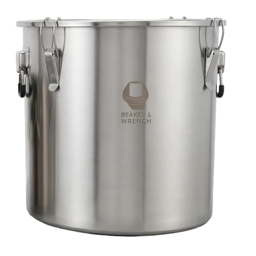 Food Safe 304 Stainless Steel 13 Gallon (50L) Container Bucket with Clamps and Air-Tight Lid with Silicone Gasket - size: 50L