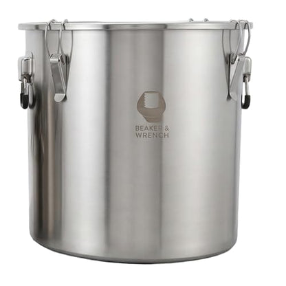 Food Safe 304 Stainless Steel 13 Gallon (50L) Container Bucket with Clamps and Air-Tight Lid with Silicone Gasket - size: 50L