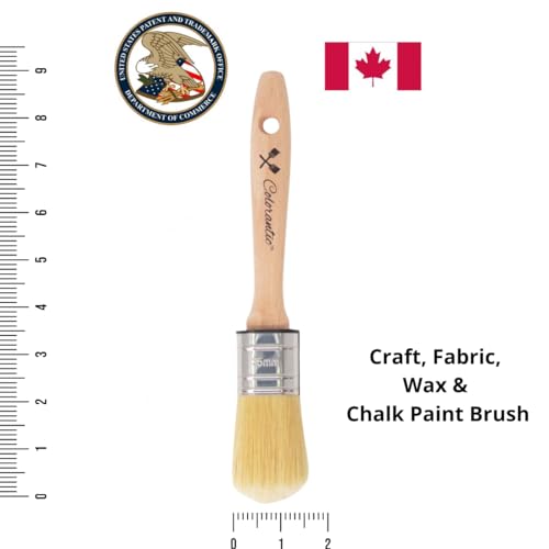 Colorantic | Chalk and Wax Brush for Furniture | Beeswax Polish Round Oval Brushes Natural Bristles DIY Paste Polishing (35mm Oval Chalk Based Paint Brush) - size: 35mm Oval Chalk Based Paint Brush