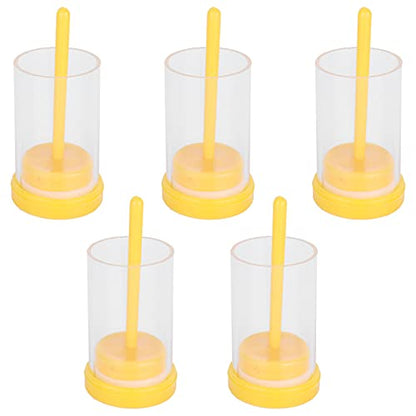 5Pcs Queen Bee Marking Cage, Marking Bottle with Long Plunger Bee Marking Kit, 3.7X1.4in Plastic Handed Queen Bee Catcher Clip Holderaccessory for Identification