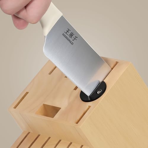 WANGMAZI 15 Pcs Knife Block Set, Japanese High Carbon Stainless Steel Sharp Blade Knife Set, Razor Sharp Knives Set for Kitchen, Dishwasher Safe, Elegant Box for Men Women, Natural - color: 01-Natural