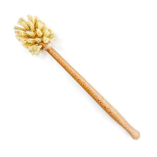husMait Extra Long Wooden Handle Bottle Brush - 14 Inch Water Bottle Cleaner with Strong Bristles for Washing Deep Jars, Hydro Flasks, Tumblers, Thermos & Wide Mouth Glasses