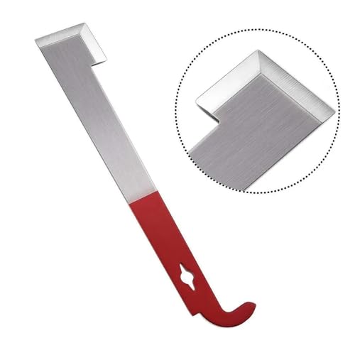 MUSM 26.67cm Beekeeping J-Type Hook Tool, Steel Hive Scraper for Frame Prying, Propolis Removal, and Hive Box Separation, Red Handle