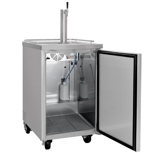 Kegco 3PXCK-1S-K 24" Single‑Tap Commercial Stainless Steel Kegerator – 5‑Gallon & Slim Keg Compatible, Digital Temp Control