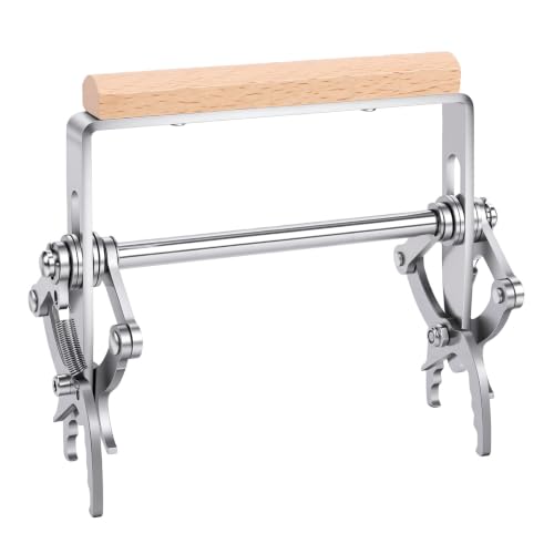 Alomejor Beehive Frame Clamp Ergonomic Stainless Steel Lifter for Secure Handling Beekeeping Tools with Beech Wood Handle