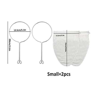 2 PC Reusable Nut Milk Bags Cheese Cloths for Straining, Ultra Extra Fine Mesh Jelly Juice Honey Food Sieve Strainer for Juicing,Coffee Pulp Strainer Cloth, Berry Seed Strainer - color: 2PC Small