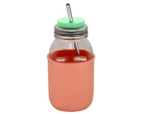 Charcoal Gray Silicone Straw Hole Tumbler and Fermentation Lids with Stainless Steel Bands by Mason Jar Lifestyle (2 Pack, Regular Mouth)