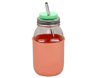 Charcoal Gray Silicone Straw Hole Tumbler and Fermentation Lids with Stainless Steel Bands by Mason Jar Lifestyle (2 Pack, Regular Mouth)