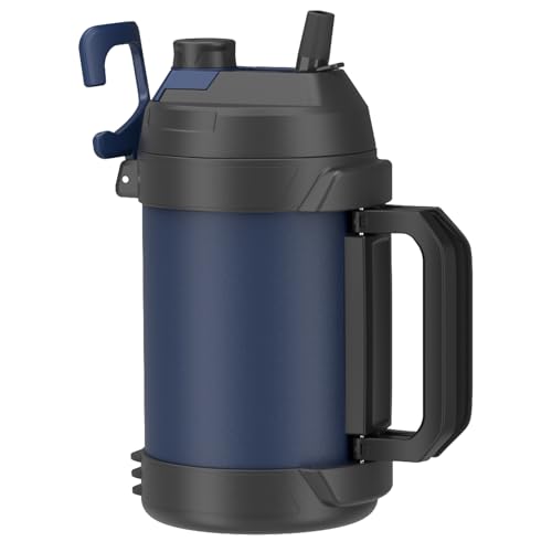 Zukro 1 Gallon Water Jug, One Gallon Large Triple Wall Insulated Water Bottle With Straw and Spout, Keep Cold 48 Hours, No Sweat 128 oz Stainless Steel Sport Jug For Gym, Camping, Outdoors, Navy Blue - color: Navy Blue