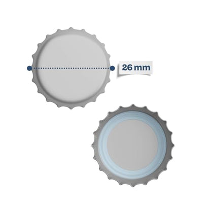 Fermentaholics Silver Beer Bottle Caps - 144 Count Oxygen Absorbing Bottle Lids – 26mm Crown Caps for Homebrewing Beer, Cider, Soda, DIY Crafts and more – Fits Standard American Pry-Off Bottles