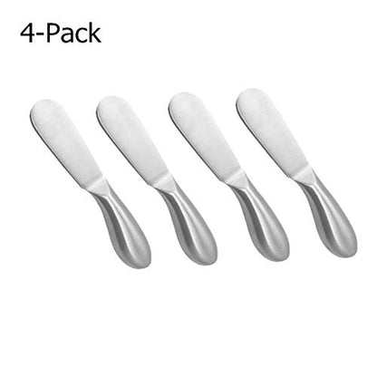 4 Pcs Stainless Steel Multipurpose Cheese and Butter Spreader Knives Set - Charcuterie Utensils for Cheese, Cold Butter, Jam, Pastry Making