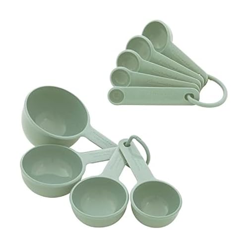 KitchenAid Universal Easy To Read Measuring Cup and Spoon Set with Soft Grip Handle for Maximum Control, Hang Hole and Nesting For Easy Storage, Dishwasher Safe, 9 Piece, Pistachio - color: Pistachio