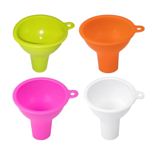 Leadigol Wide Mouth Funnel, 4 Pieces Funnels for Kitchen Use Silicone Funnels, Silicone Funnel Food Funnel, for Jars Jam Spice Filling Bottles Liquid Oil and Powder