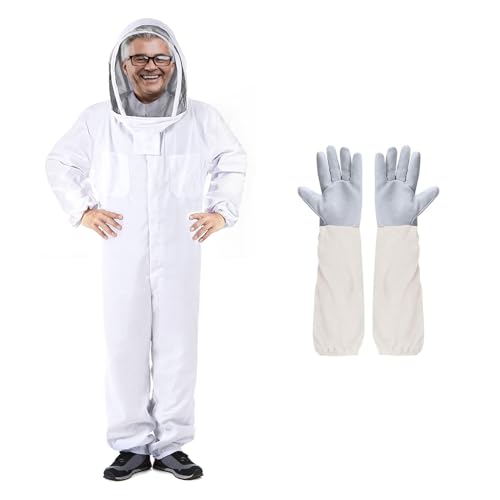 Professional Bee Suit for Men Women, Beekeeping Suit with Glove &Ventilated Hood, Multi-Size Outfit for Bee Keeper Catcher Christmas Costume (XL for 5'7"-5'11") - style: Xl for 5'7"-5'11"