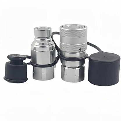 2-Sets 1/2" Skid Steer Bobcat Flat Face Hydraulic Quick Disconnect Coupling NPT1/2 Set Quick Connect Couplers with Black Dust Caps - size: 2-Sets 1/2" NPT