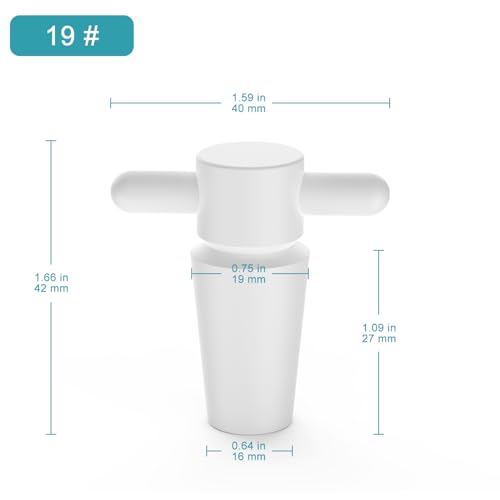 stonylab PTFE Stoppers with Handle, 3-Pack Sizes 19# Lab Standard Mouth Flask Bottle Sealant for Chemical Storage - size: 19#