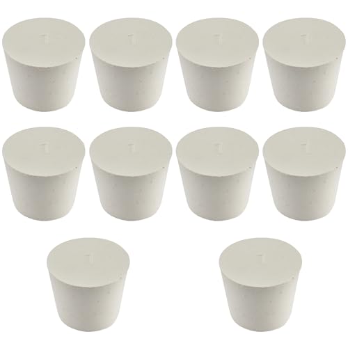 White Tapered Shaped Solid Rubber Stopper, Size 7#" 1.5x1.1x1.2inch / 37x28x30mm, 10 per Package - size: 7#,10pcs