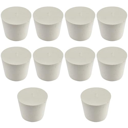 White Tapered Shaped Solid Rubber Stopper, Size 7#" 1.5x1.1x1.2inch / 37x28x30mm, 10 per Package - size: 7#,10pcs