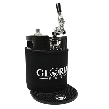Gloria 7L (1.8 Gal) Mini Keg, Pressurized Keg for Drinks, with Tap System, Co2 Regulated, Stainless Steel - size: 7L Black