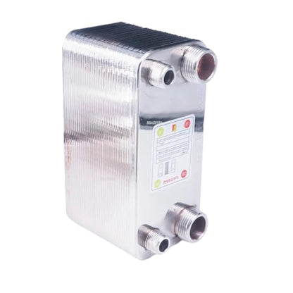 32 Plate Stainless Steel Heat Exchanger Wort Chiller, SUS 304 Homebrew Cooling Cooler, 1/2" & 1" BSPT Male Ports