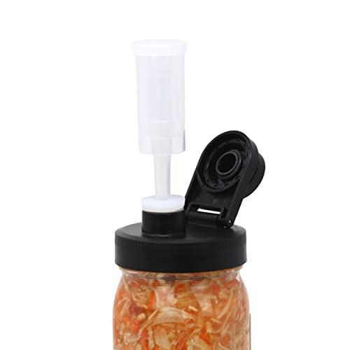 Brewing America Fermentation Kit Lids for Wide Mouth Mason Jars (Jars Not Included) Black Fermenting Cover with Airlock - color: Black