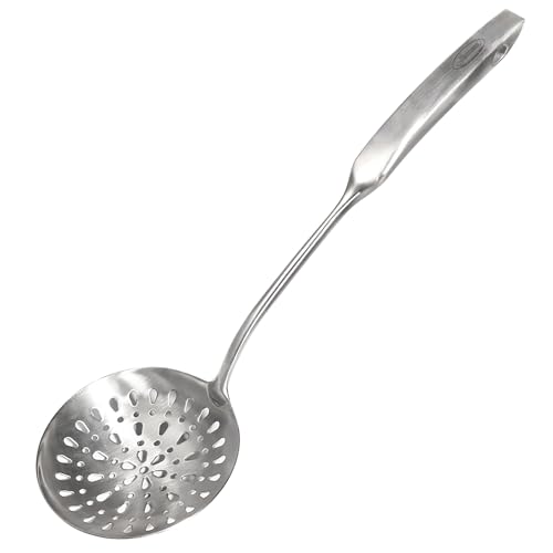 Skimmer Slotted Spoon, [Rustproof, Integral Forming, Durable] Newness 304 Stainless Steel Slotted Spoon with Vacuum Ergonomic Handle, Comfortable Grip Design Strainer Ladle for Kitchen, 14.96 Inches - size: Length:14.96 Inches(38 cm)