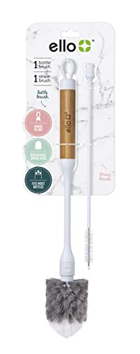 Ello Bottle Brush and Straw Cleaning Set, Perfect for Cleaning Large Waterbottles and Tumblers, Dishwasher Safe, BPA Free