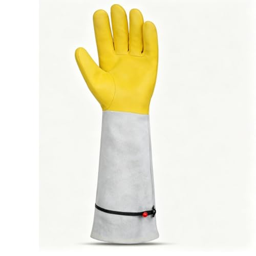 Brrnoo 2pcs Goatskin Leather Thorn Proof Forearm Gloves Thorn Arm Protection Gloves Protective Long Sleeve with Elastic Wrist Strap (S)