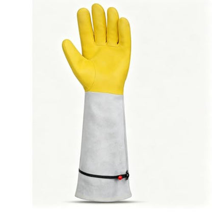 Brrnoo 2pcs Goatskin Leather Thorn Proof Forearm Gloves Thorn Arm Protection Gloves Protective Long Sleeve with Elastic Wrist Strap (S)