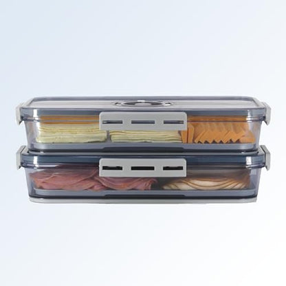 Deli Meat Container for Fridge - Airtight Lunchmeat Storage with Date Marker & Drip Tray, Leakproof Home Storage Container for Cold Cuts and Cheese
