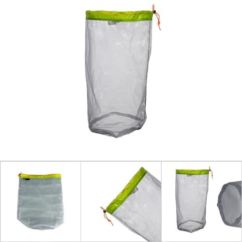 Camping Mesh Bag, Mesh Stuff Sack Light weight Nylon Mesh Drawstring Storage Bag for Travelling Hiking Camping Stuff Storage(L)