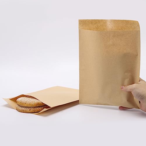 200 Pcs Paper Sandwich Bags 7.9 x 8.6 Inch Greaseproof Wax-lined Brown Lunch Bag Bakery Bags for Cookies Sandwich Snacks Popcorn Doughnut - size: 7.9x8.6 inch-200pcs