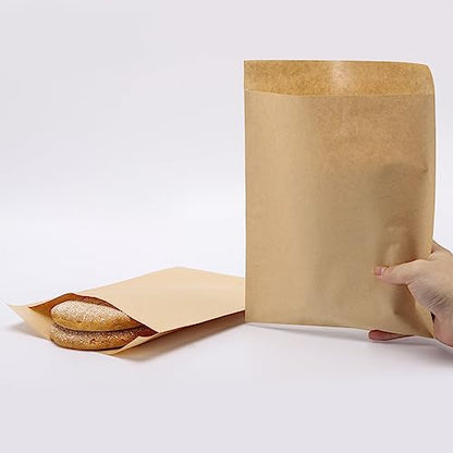 200 Pcs Paper Sandwich Bags 7.9 x 8.6 Inch Greaseproof Wax-lined Brown Lunch Bag Bakery Bags for Cookies Sandwich Snacks Popcorn Doughnut - size: 7.9x8.6 inch-200pcs
