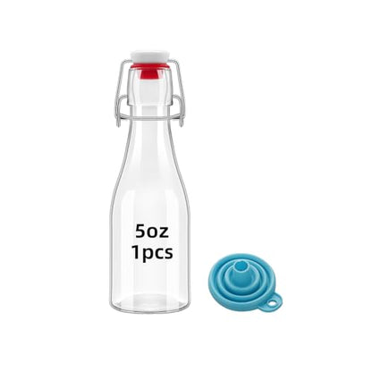 1Pc 5oz Clear Beer Bottles Flip Top Round Glass Bottles with Leak Proof Easy Caps, 150ML Vinegar Kombucha Bottle for Wedding Themed Baby Shower Christmas Gifts (5oz - 1 Pack) - size: 5oz - 1 Pack