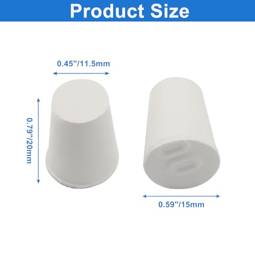 Solid Rubber Stoppers, Size 00#, 20 Pack | Tapered Plugs, White Natural Rubber Bungs, For Test Tubes, Flasks & Lab Equipment - size: 00#