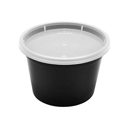 Karat [16oz - 240 ct Black PP Injection Molded Round Deli Containers with Lids (FP-IMDC16-PPB) - color: Black, size: 16oz