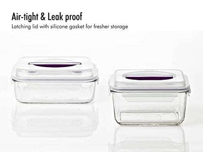 GLASSLOCK 61 Oz Glass Food Storage set of 2 – Large Capacity, Airtight & Leak-Proof, BPA Free Lid with Carry Handle, Microwave, Dishwasher, Fridge & Freezer Safe, Marinating, Sauce, Fruit Storage