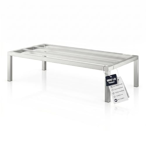 48" x 24" x 12" Aluminum Dunnage Rack – Heavy Duty Floor Storage Stand, NSF for Commercial Use - size: 48"W x 24"D x 12"H