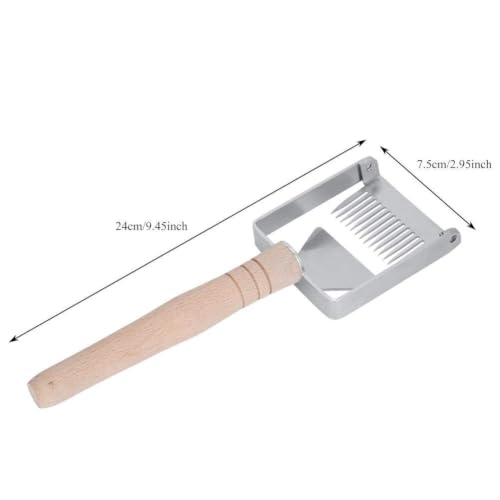 TOPINCN Honey Uncapping Scraper Stainless Steel Honeycomb Honey Fork Knife Uncapper Beekeeping Tine Hive Scraper Tool Wooden Handle