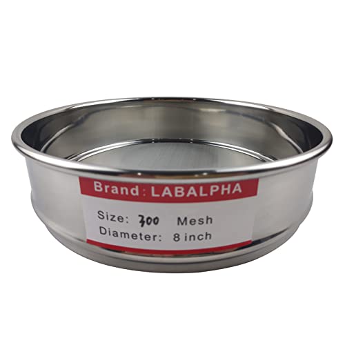 LABALPHA 300 Mesh Lab Sieves, #300 Mesh Test Sieve, 8'' Diameter, 304 Stainless Steel Wire Cloth (0.054mm) - size: 300 mesh (0.054mm)