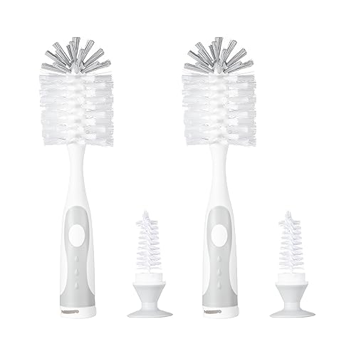 Chemimoso Multifunctional Cleaning Brush, Baby Bottle Brush, Water Bottle Brush Cleaner, Cup Brush, Rotate The Suction Cup to Obtain The Small Bristle Brushes Hidden in Handles, Set B, Grey - color: Grey 2