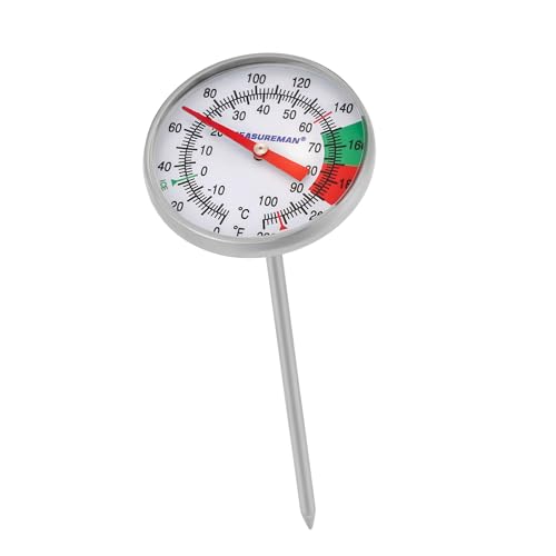 MEASUREMAN Milk Thermometer, Food/Meat Instant Read Thermometer, Pocket Size, Dishwasher Safe, Red, for Meat/Food Cooking and Grilling/Oven, Milk Foam, Coffee Drinks - size: 1 Pack