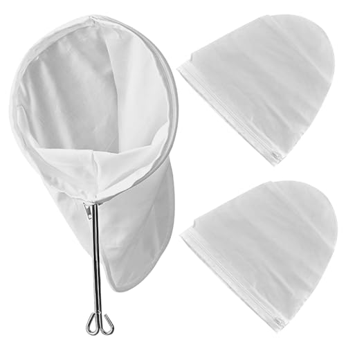 4Pcs Cheese Cloth Bag for Home Straining - Ultra Fine Mesh Nut Milk Bag Strainer with Steel Ring Leak-Proof Kitchen Filter Bags for Home Nut Milk Juice Coffee Yogurt