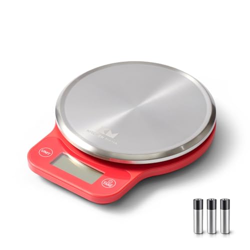 Kitchen Mama Q-Series Digital Food Scale, Red | 13.2 lb / 6000g Capacity, 1g Precision, Tare Function, Stainless Steel Platform, LCD Display - color: Red