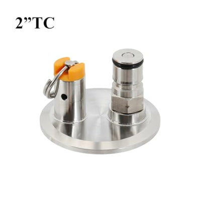 2" Tri-clamp End Cap with PRV and Ball Lock Gas Post Dry Hopper Lid Closed Pressure Transfer Homebrew Conical Fermenter Parts