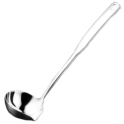 Kitchen Luminous Soup Ladle with Pour Spout,Premium 18/8 Stainless Steel,12-Inch Heavy Duty Punch Ladle for Serving,Cooking,Canning,Sauces,Gravy,Stews