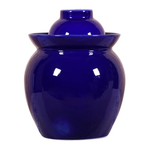 Ceramic Pickle Jar with Lids,Traditional Chinese Porcelain Pickle Jar Crock,Ceramic Fermentation Crock with Water Seal Airlock Lid,Sauerkraut Crock for Pickling Pick Blue-3.5Kg (Blue-3.5Kg - color: Blue, size: 3.5Kg